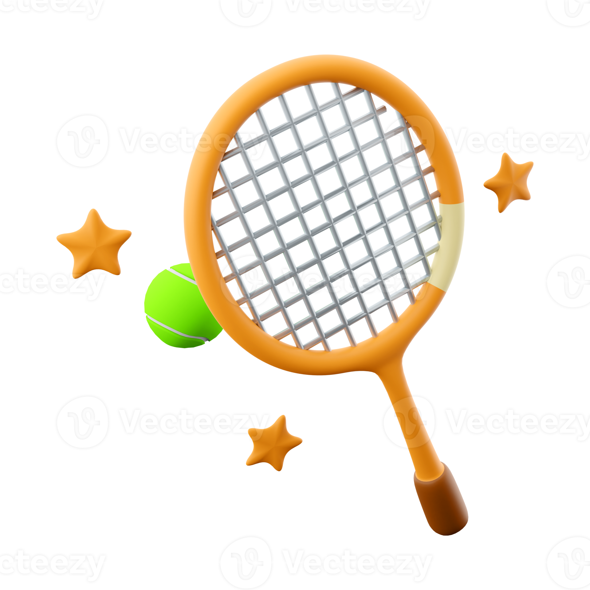 3d rendering tennis racket and ball icon. 3d render sports game with a