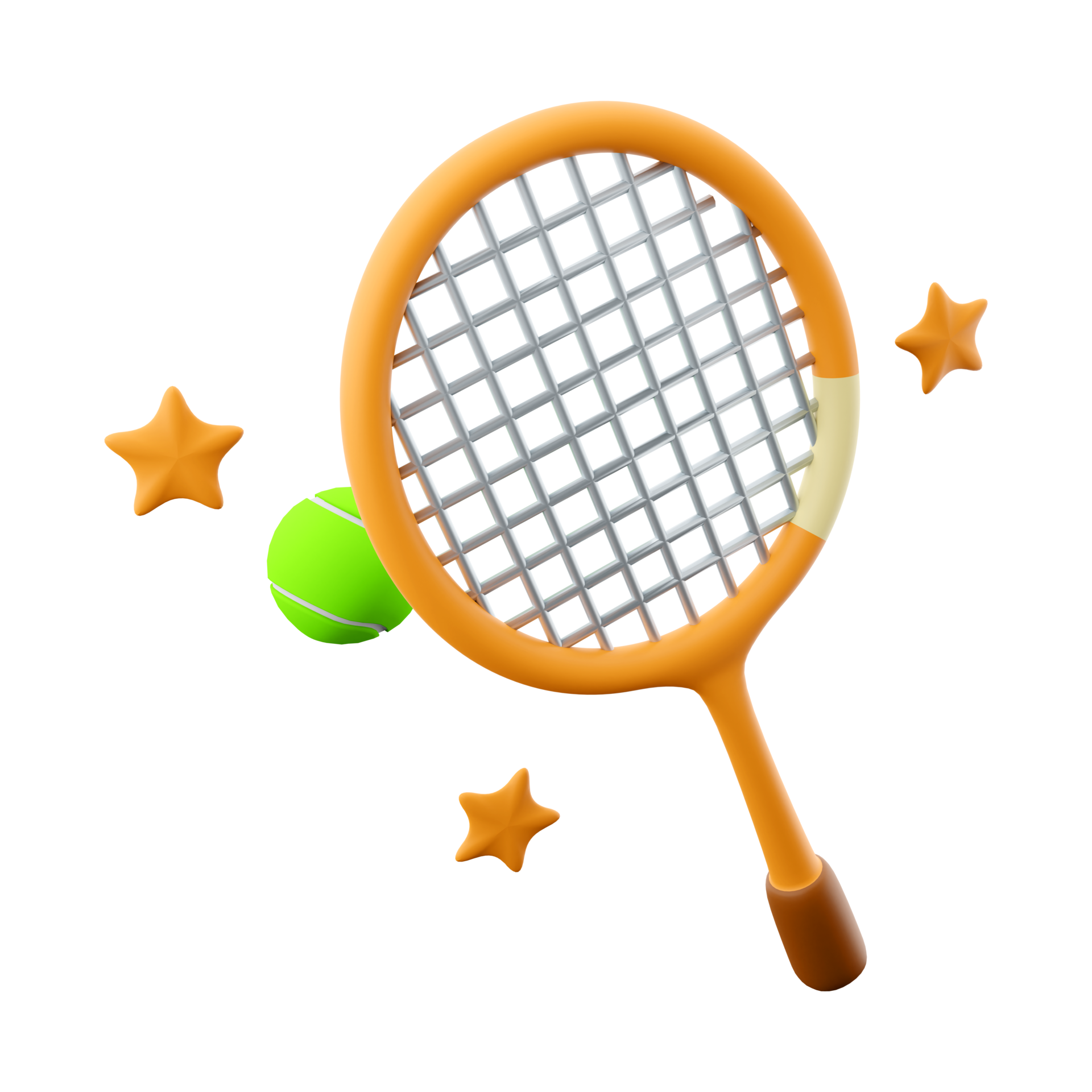 3d rendering tennis racket and ball icon. 3d render sports game with a small ball and racket