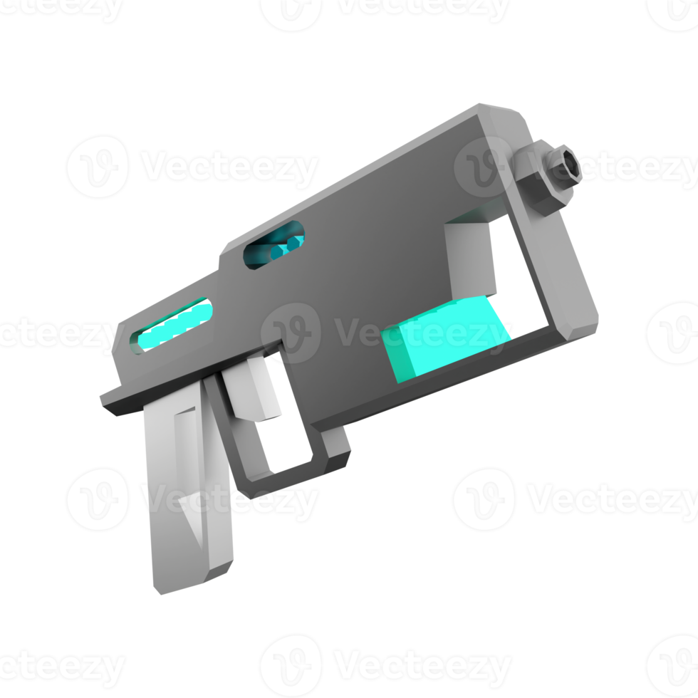 3d rendering ray gun low poly icon. 3d render sci-fi small beam weapon icon. png