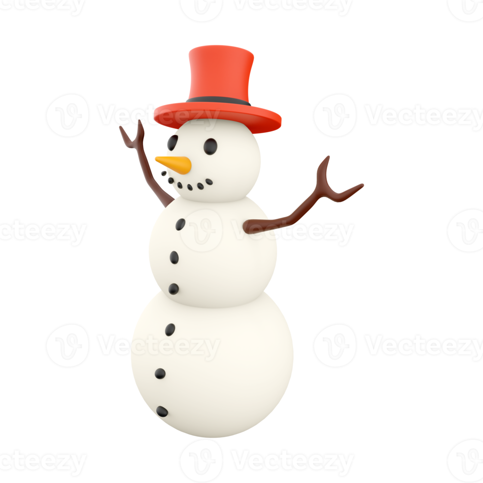 3D rendering Snowman 3D winter season. 3D rendering snowman, icon. png