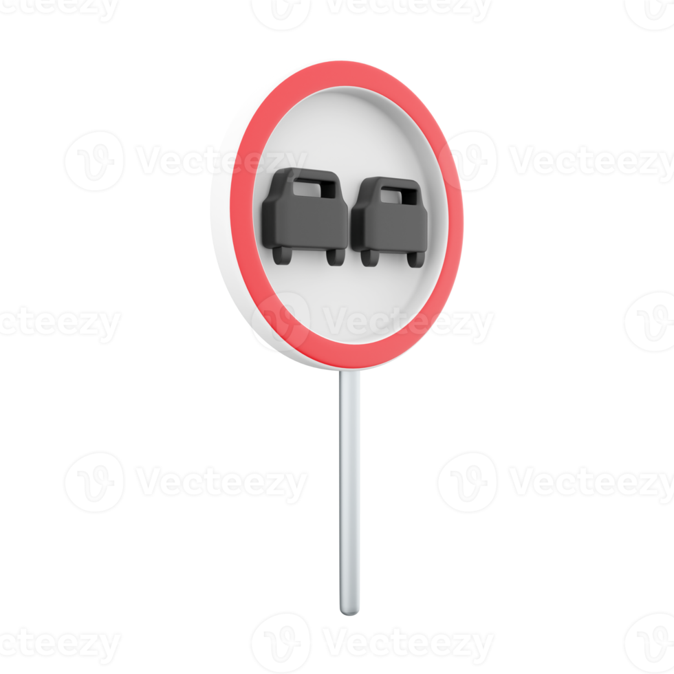 3d rendering No passing sign sign. A simple illustration of a passing symbol for the web. 3D rendering overtaking sign, cartoon icon. png