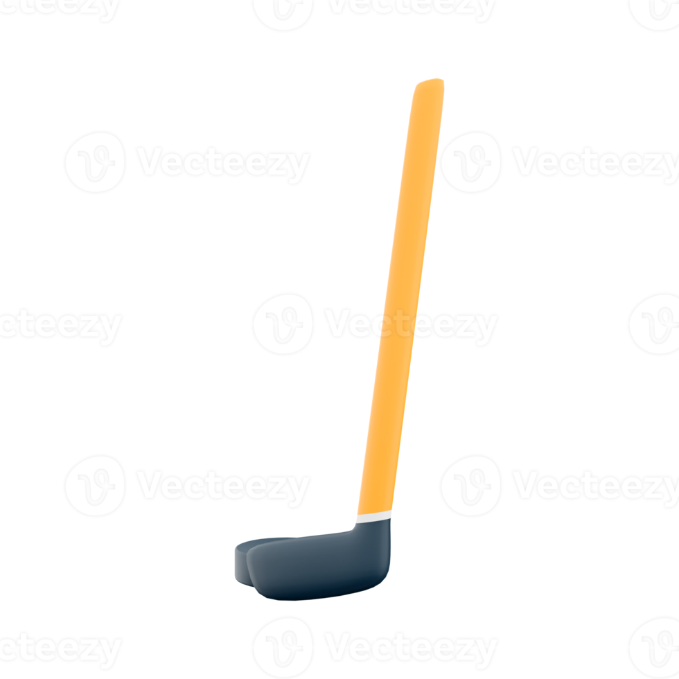 3d rendering hockey stick and puck icon. 3d render team play on ice on skates with a small ball or puck hit by a stick icon. png