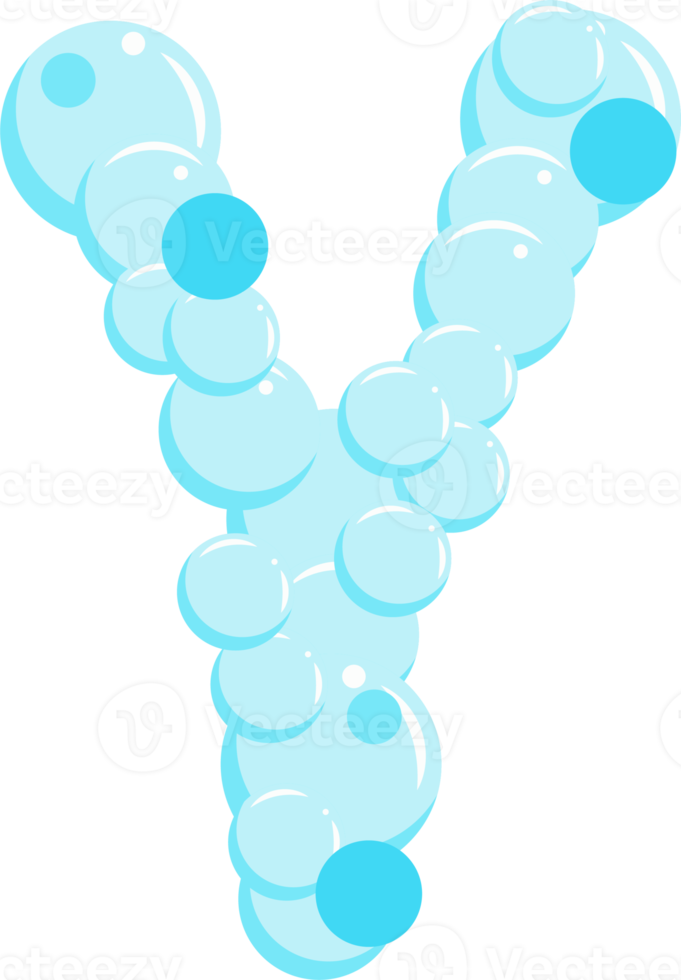 Alphabet of soap bubbles. Water suds letter Y. Cartoon font 22539067 PNG