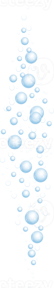 Underwater bubbles of fizzing soda. Streams of air. Dissolving tablets. Realistic oxygen pop in effervescent drink. Blue sparkles png