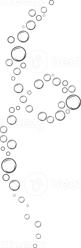 Bubbles of fizzy drink, air or soap. Vertical streams of water. Outline doodle illustration png