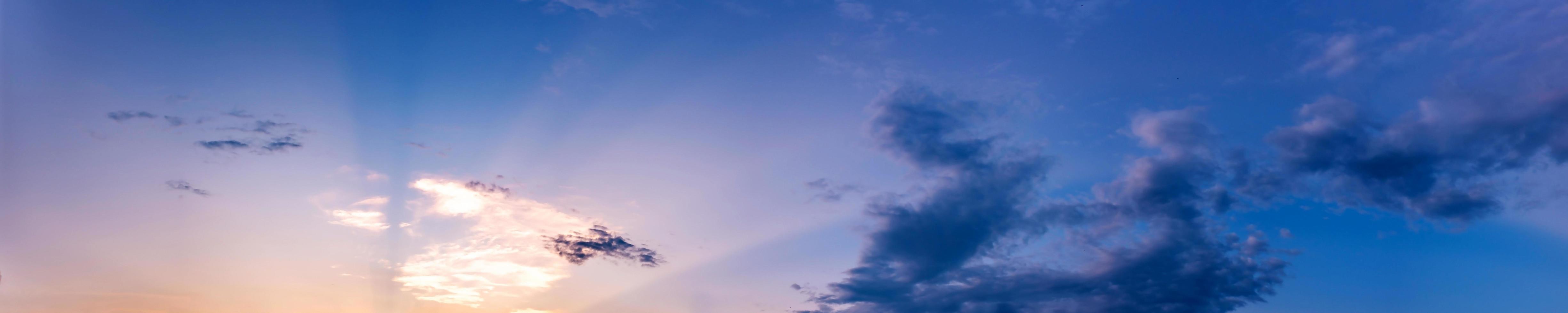 Twilight panorama sky background with colorful cloud in dusk. Panoramic image. photo