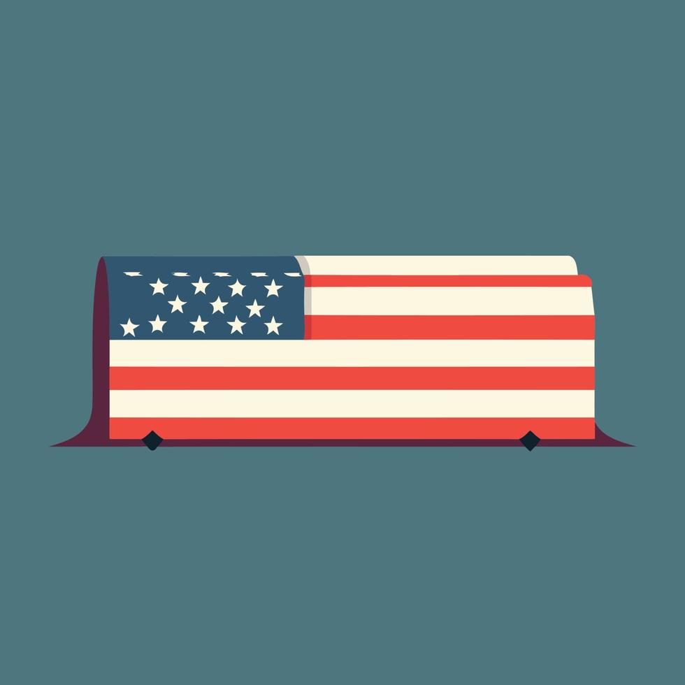 bandera de el unido estados de America en un ataúd vector