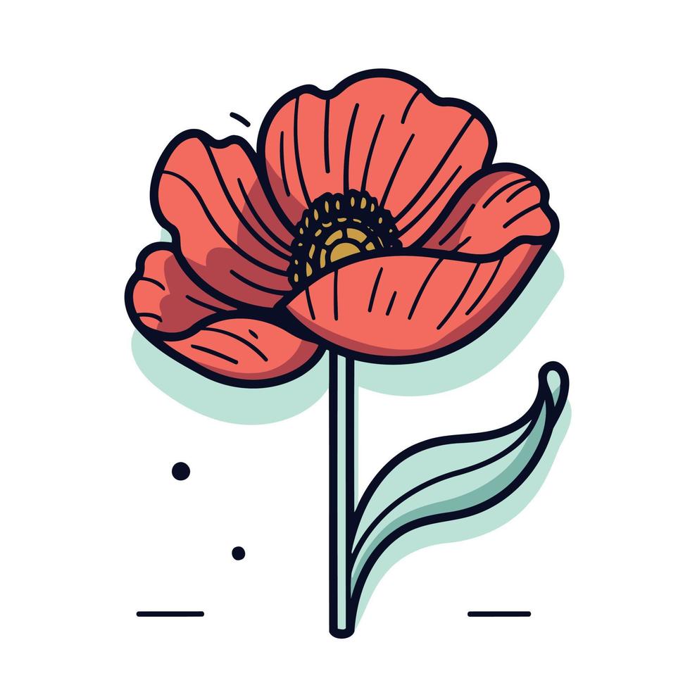 One red poppy flower vector