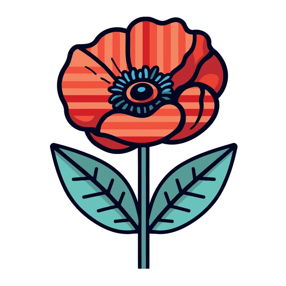a red poppy flower in the colors of the flag of the united states of america vector