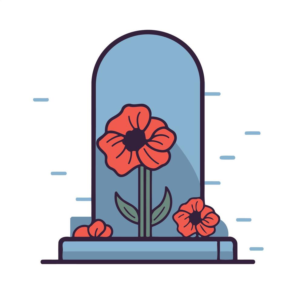 red poppy flowers in the cemetery vector