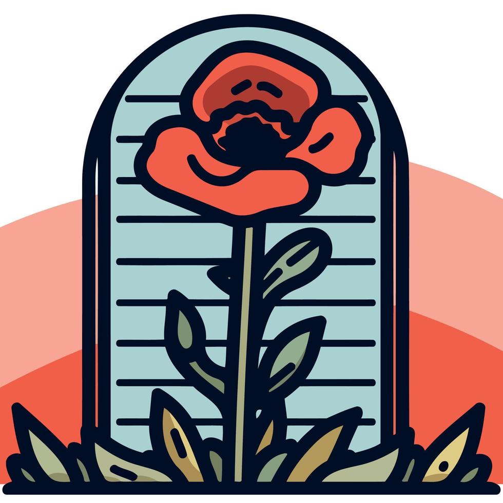 red poppy flowers in the cemetery vector