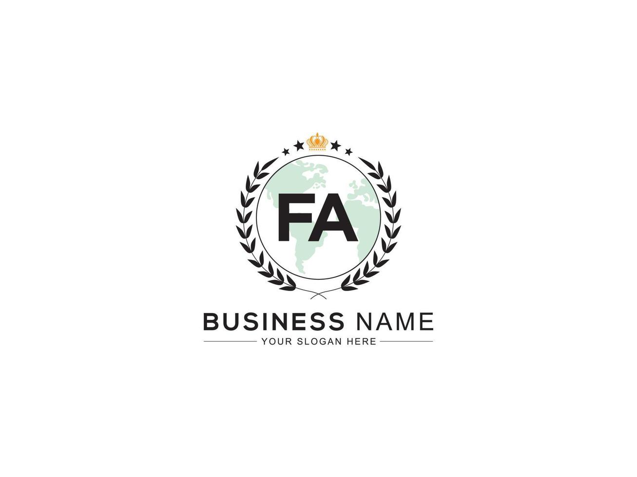 Monogram Fa Logo Letter, Minimal Unique FA Logo Icon Vector Stock