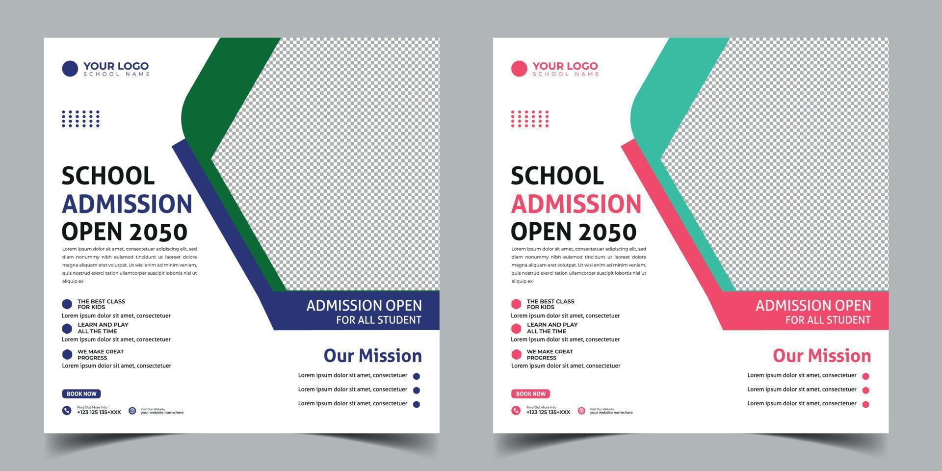 Admission social media post design. vector