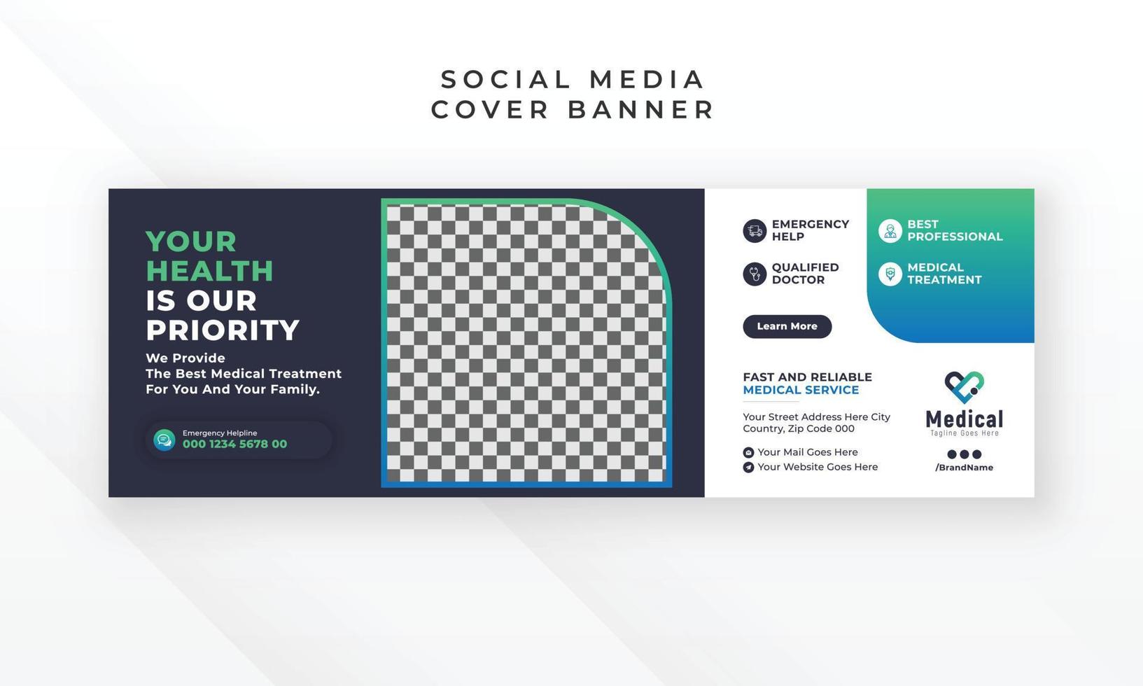 Medical healthcare social media twitter cover banner template design vector