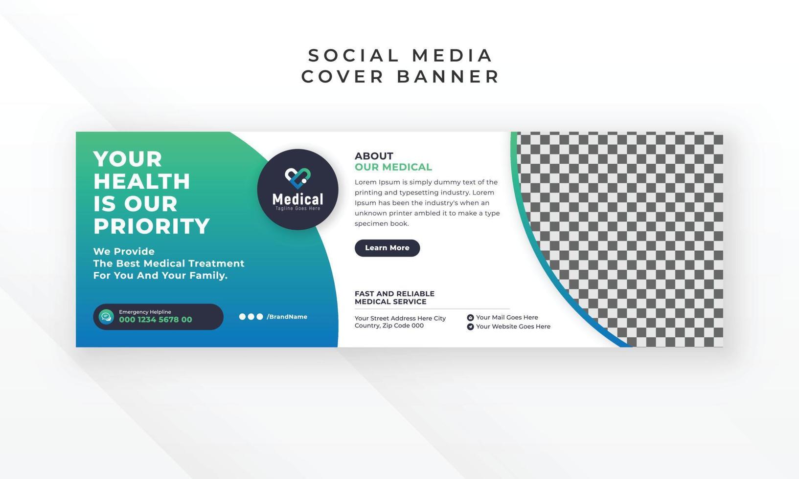 Medical healthcare social media twitter cover banner template design vector