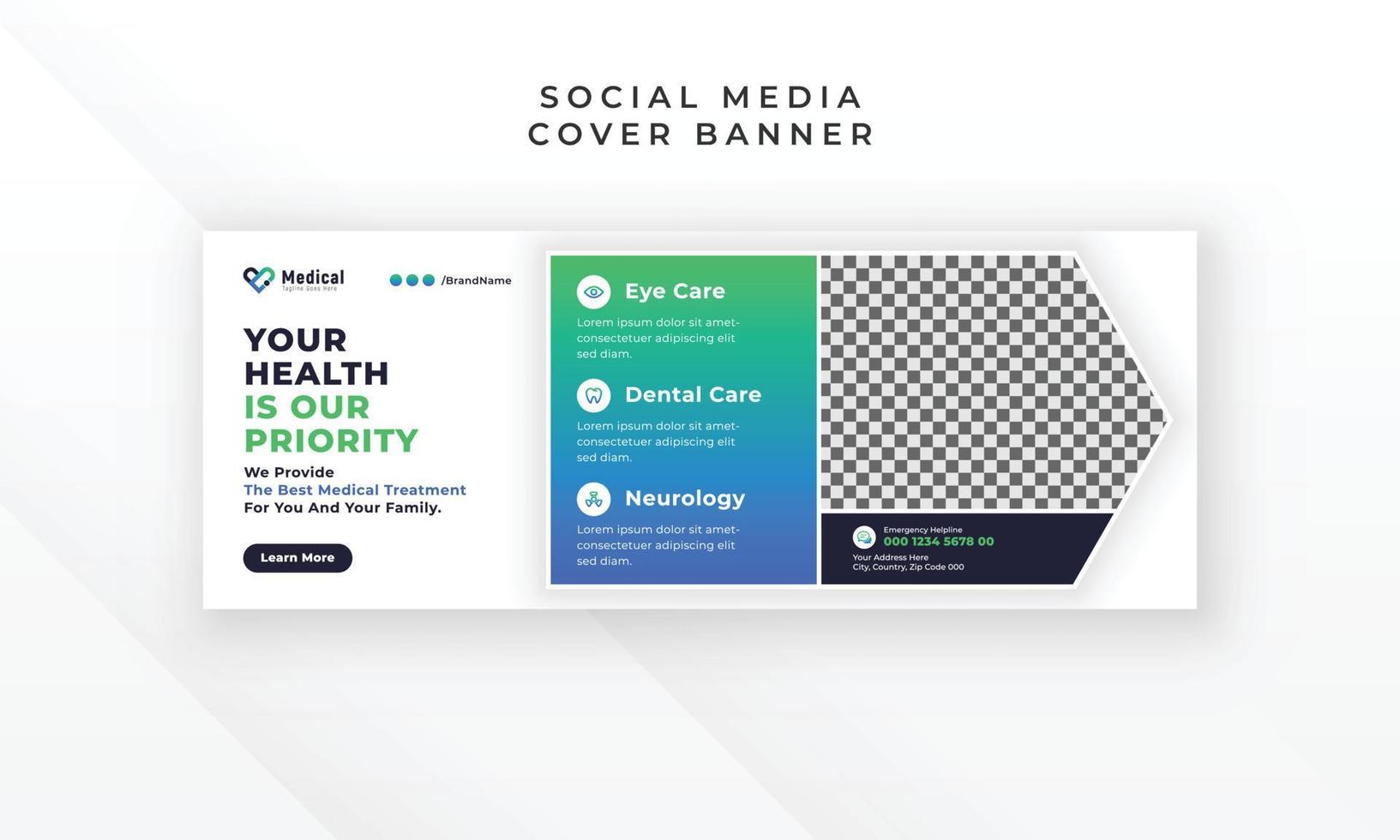 Medical healthcare social media facebook cover and web banner template design vector