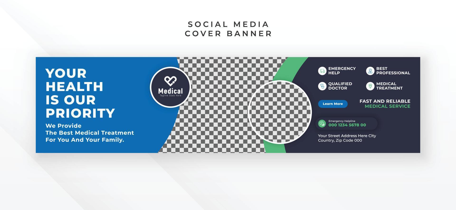 Medical healthcare social media linkedin cover banner design vector