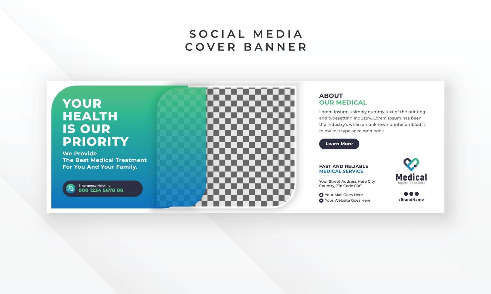 Medical healthcare social media twitter cover banner template design vector