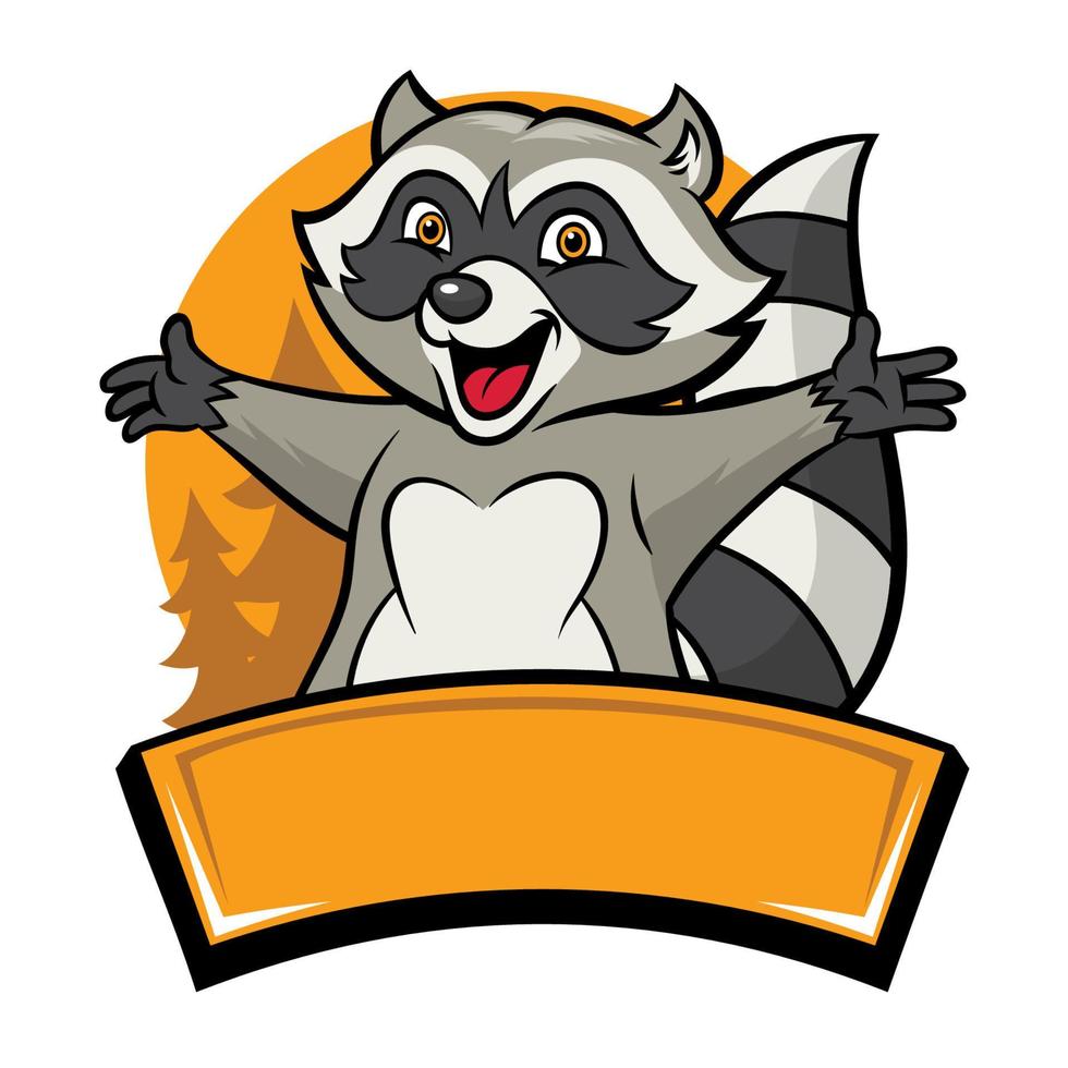 Happy cheerful racoon cartoon character vector