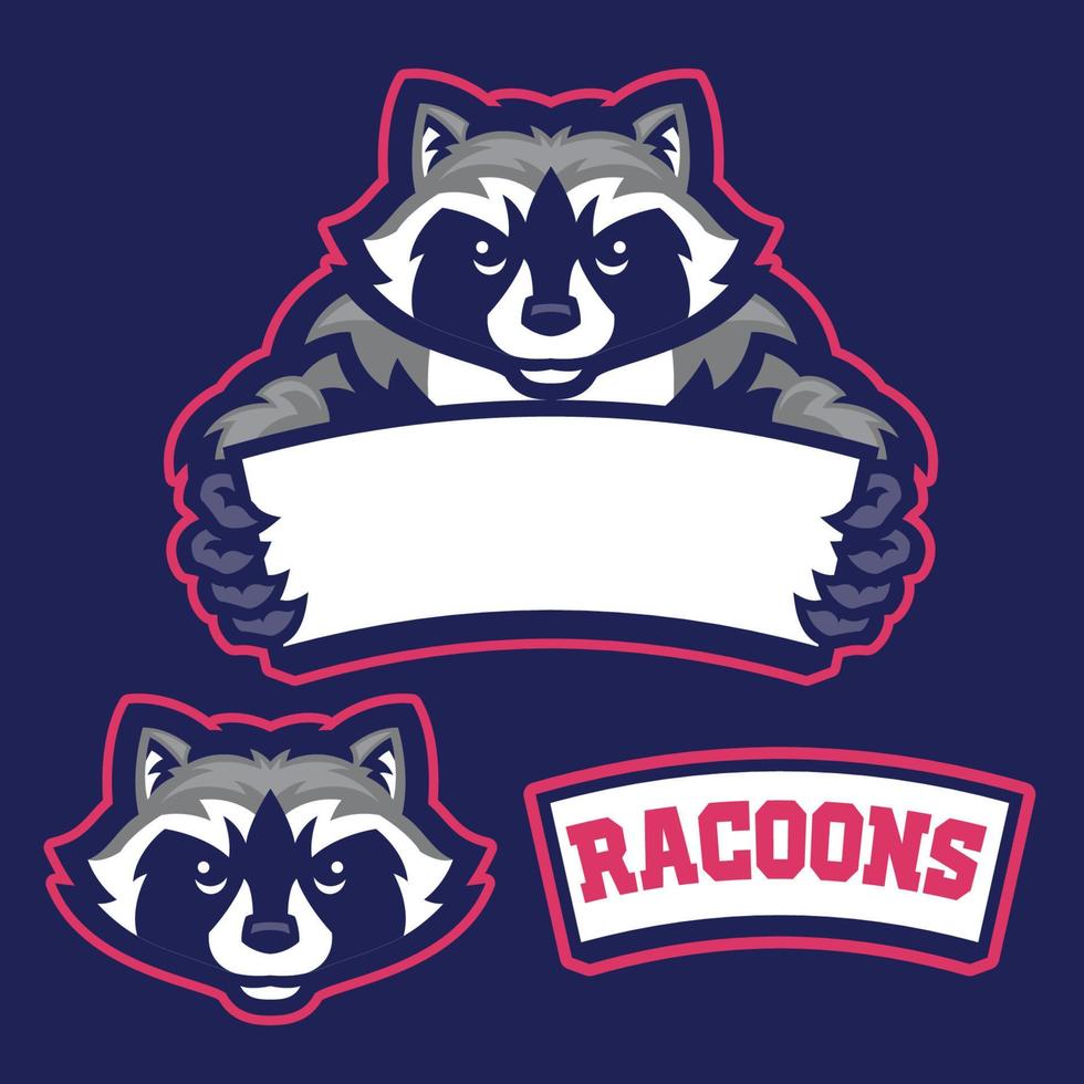 racoon in sport mascot style hold the blank space for text vector