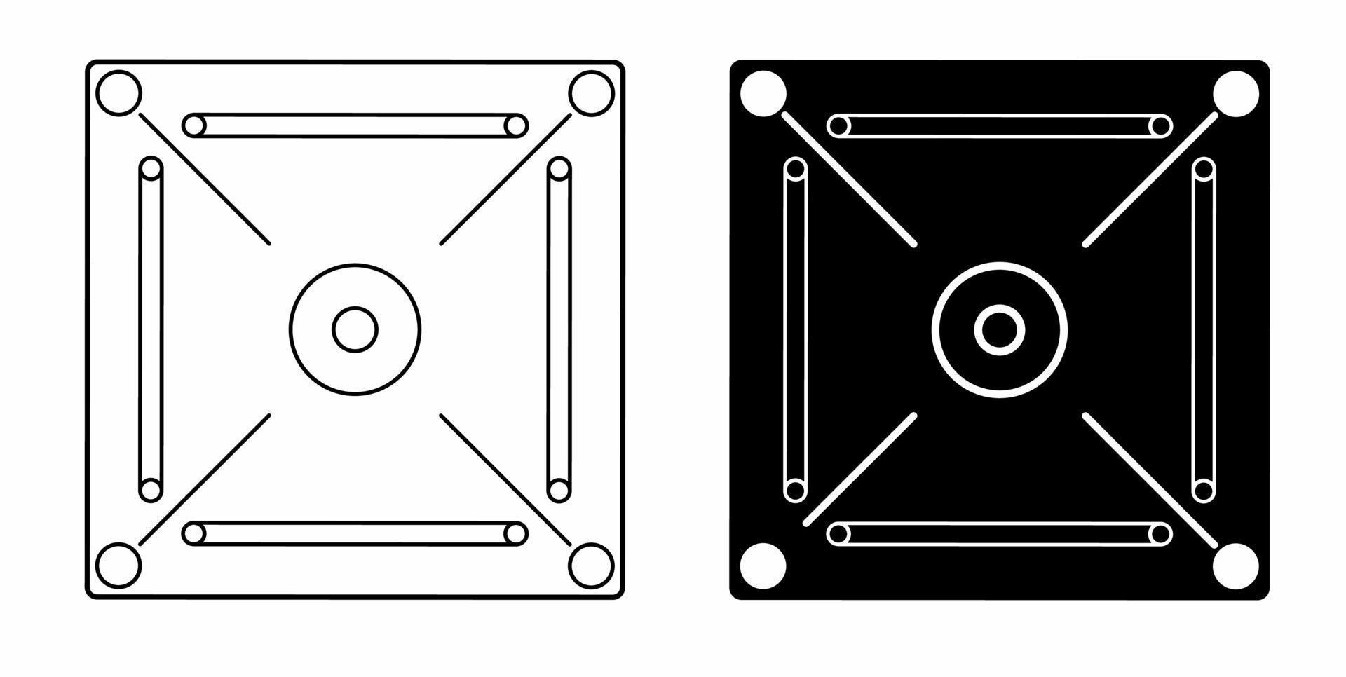 top view carrom board vector set isolated on white background