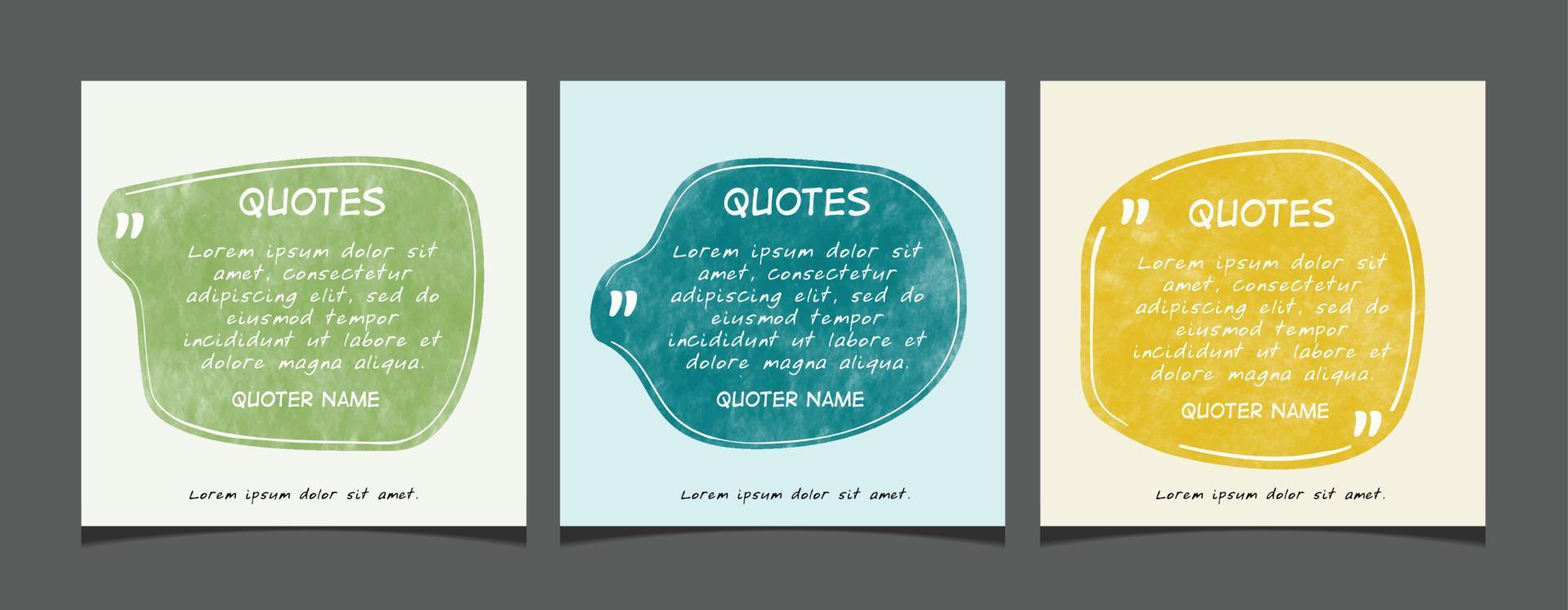 An illustration of square hand drawn organic shapes quote with watercolor style vector