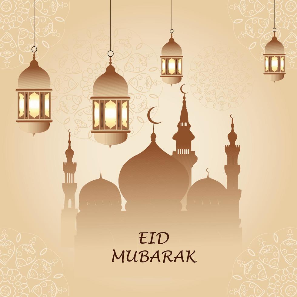 Modern-style Ramadan Kareem and Eid Mubarak greeting cards with social media design, Eid Mubarak Icon, Vector elements, moon, mosque, and Logo