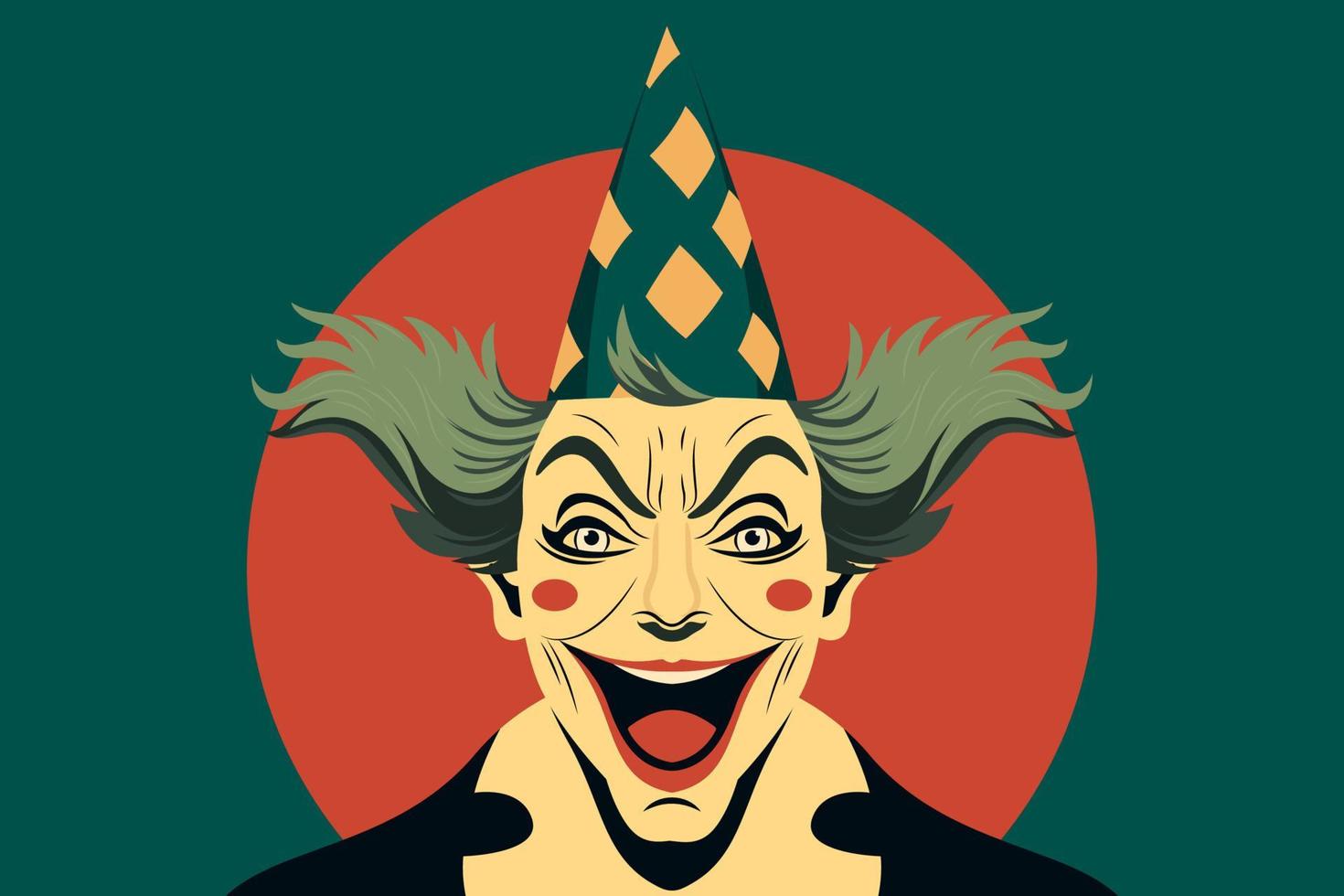 April 1, the day of laughter. Crazy funny character laughing. Illustration of a jester in a holiday hat, clown, holiday illustration for a banner, background or greeting card vector