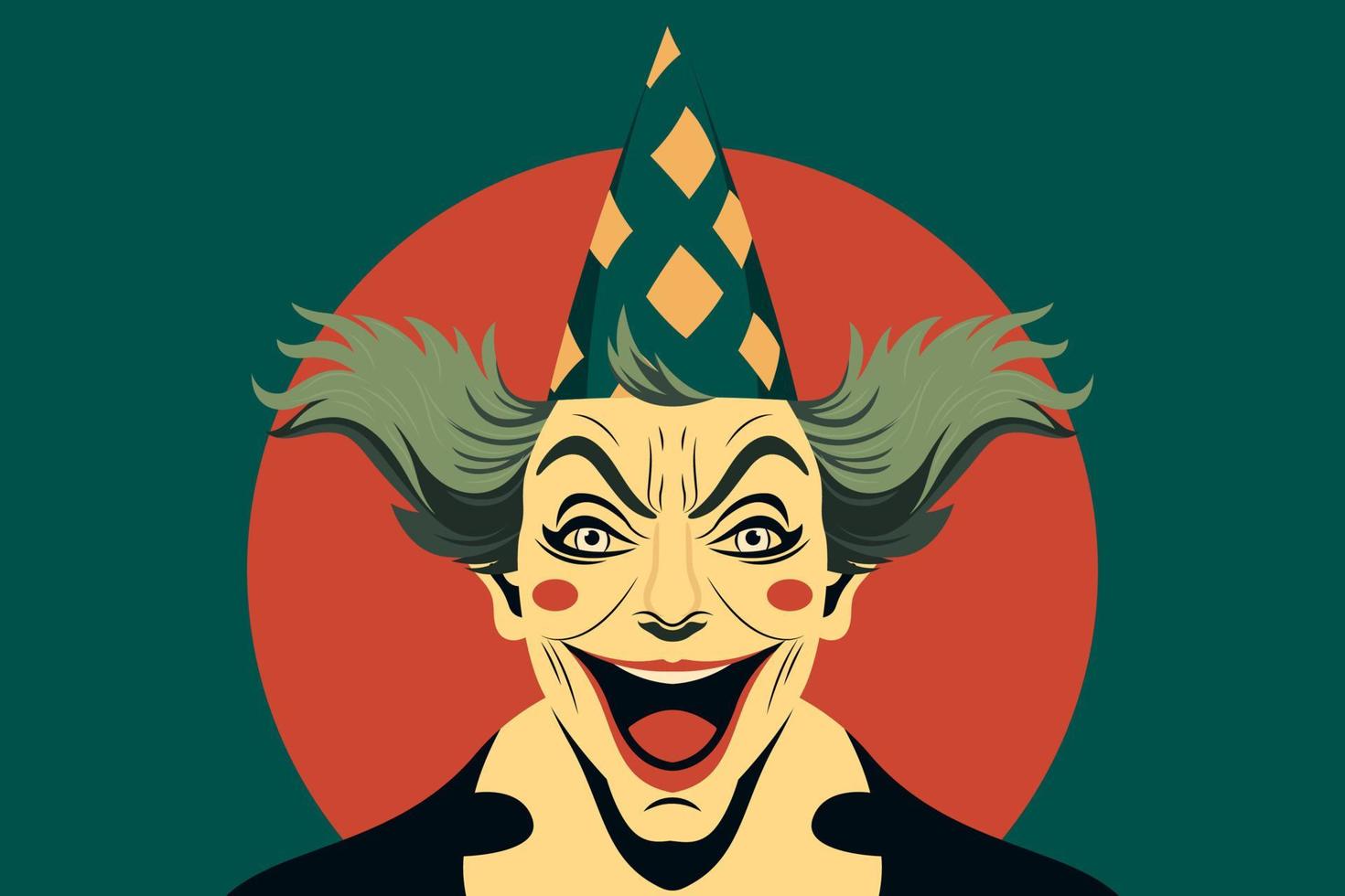 April 1, the day of laughter. Crazy funny character laughing. Illustration of a jester in a holiday hat, clown, holiday illustration for a banner, background or greeting card vector