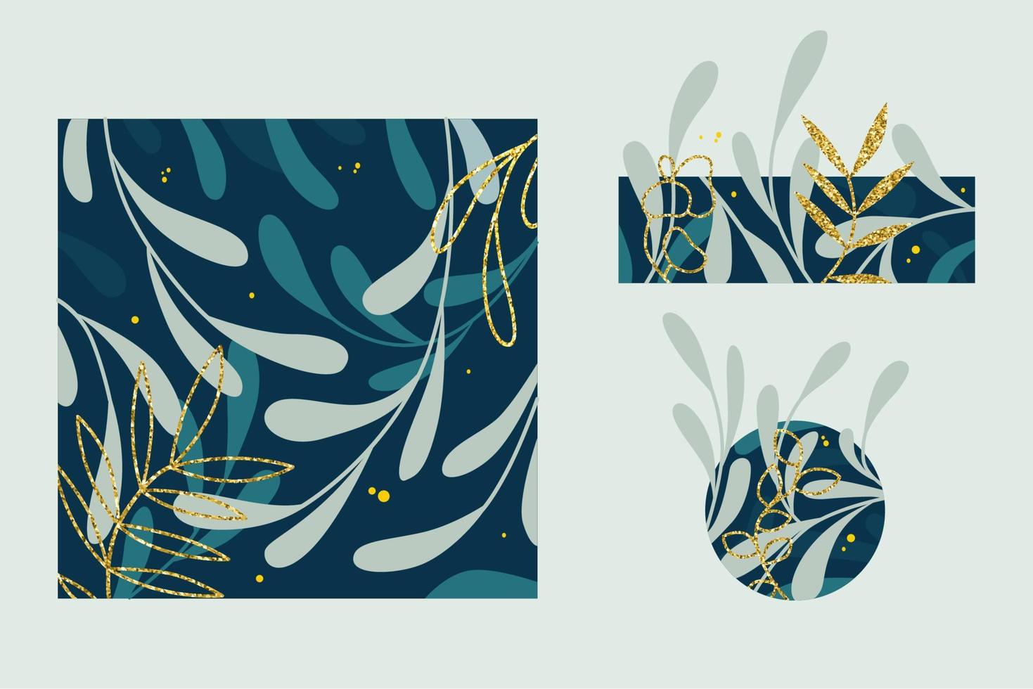 elegant  set of layer art leafs background with gold collor vector