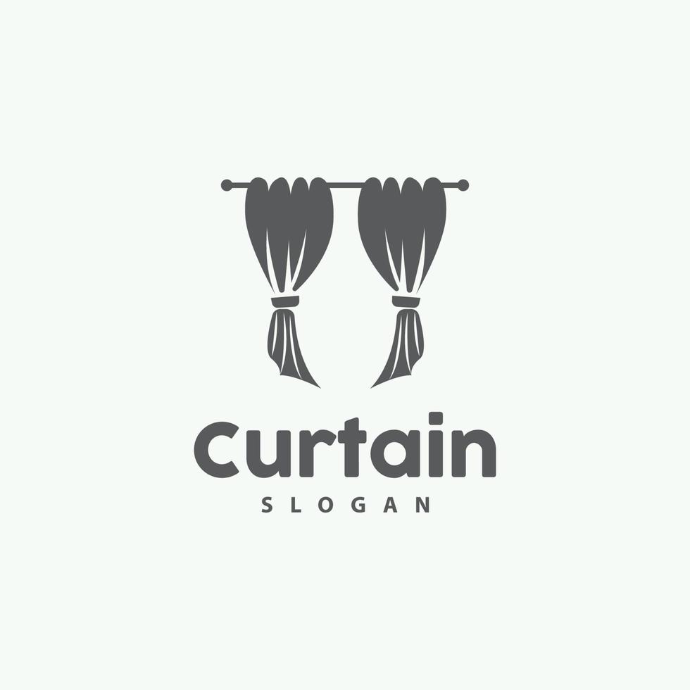 cortina logo, hogar interior sencillo diseño, mueble ventana cortina vector, ilustración símbolo icono vector