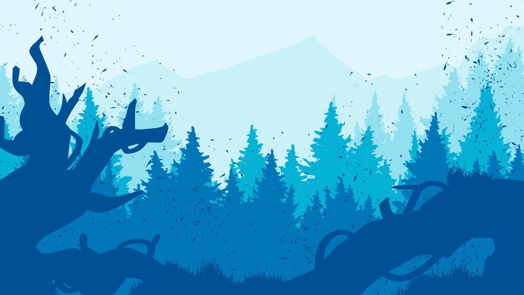 vector ilustración de bosque paisaje con caído arboles