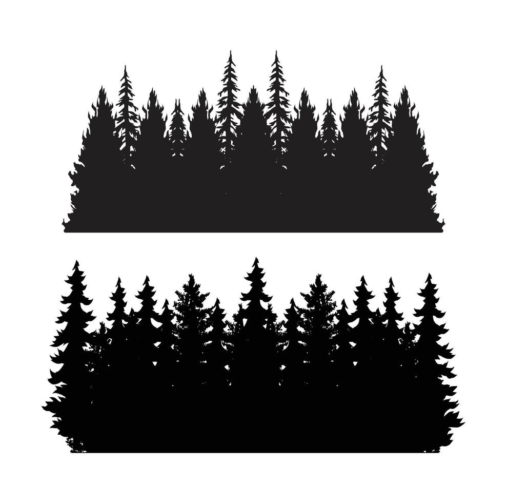 conjunto de siluetas de árboles y bosques vintage vector