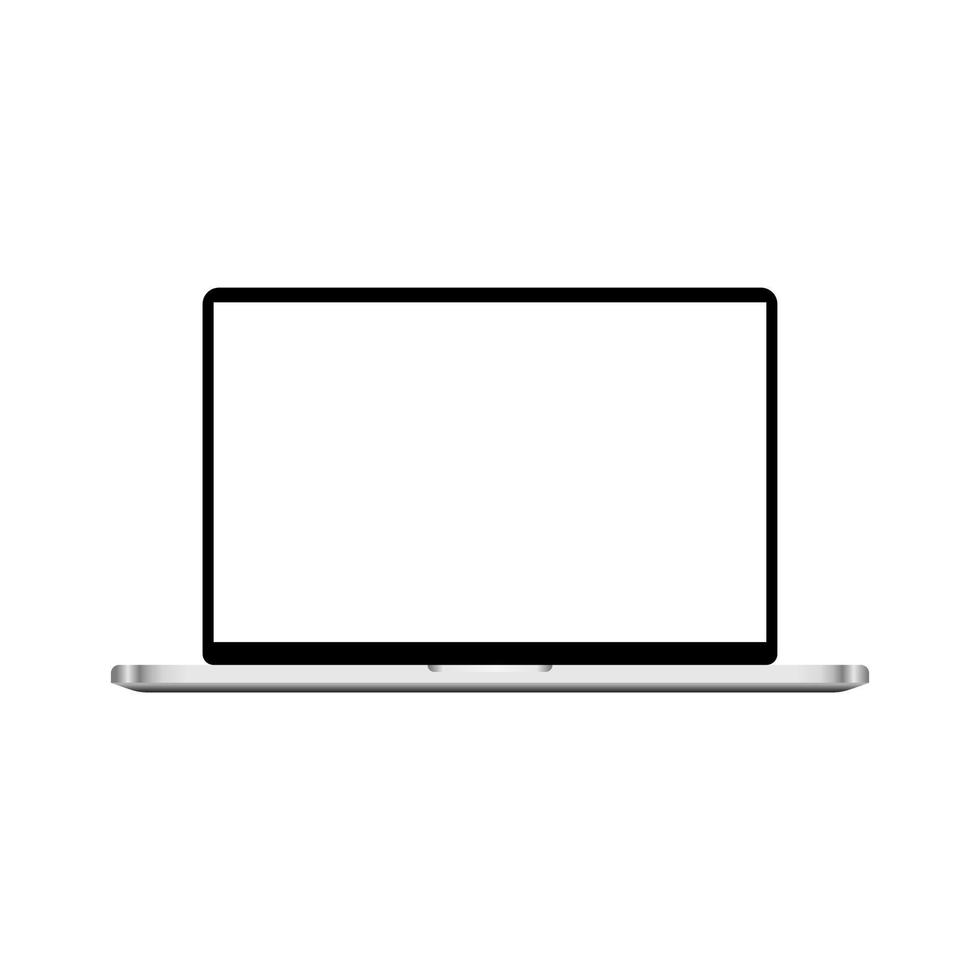 realista metálico ordenador portátil blanco blanco monitor Bosquejo vector ilustración
