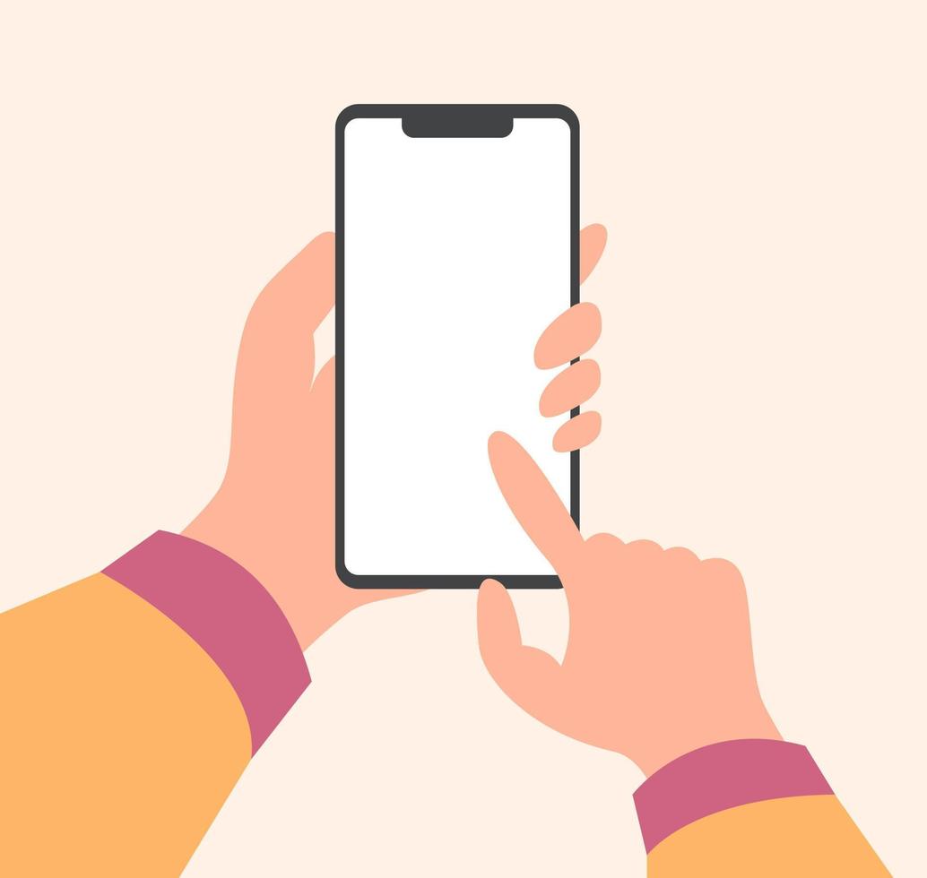 Smartphone Touch Screen Using Hands Vector Illustration Art