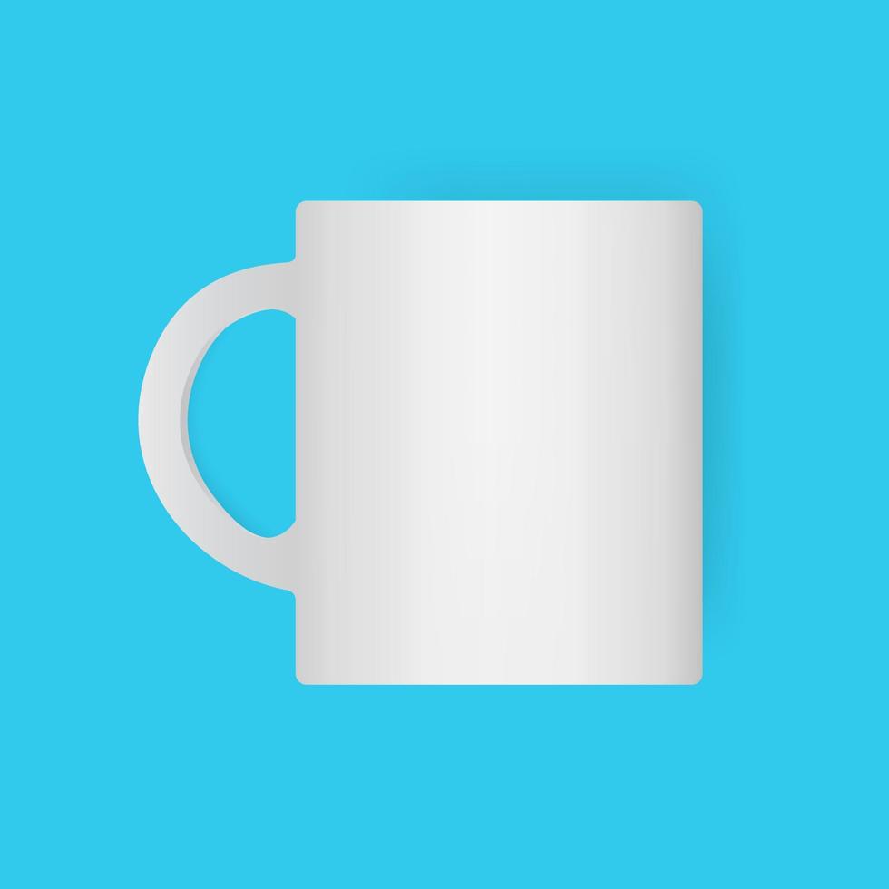 Realistic White Glossy Mug Vector Mockup Illustration