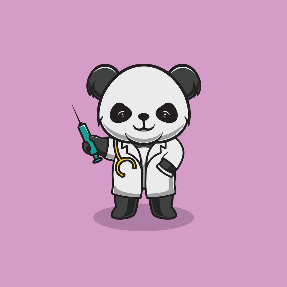 linda panda médico dibujos animados ilustración vector