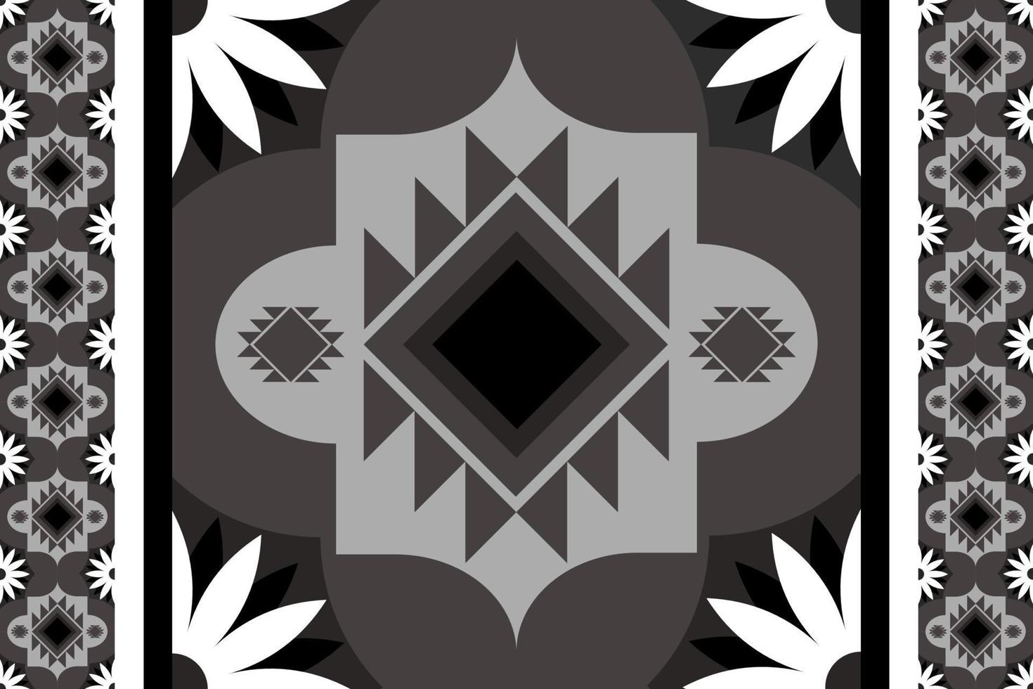 Black and white geometric ethnic seamless pattern design for wallpaper, background, fabric, curtain, carpet, clothing, and wrapping. vector