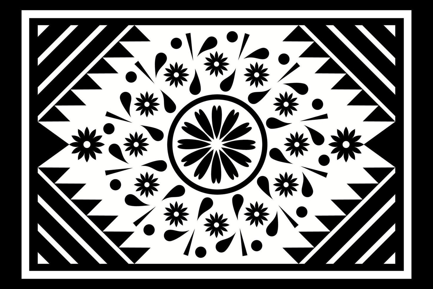 Black and white geometric ethnic seamless pattern design for wallpaper, background, fabric, curtain, carpet, clothing, and wrapping. vector