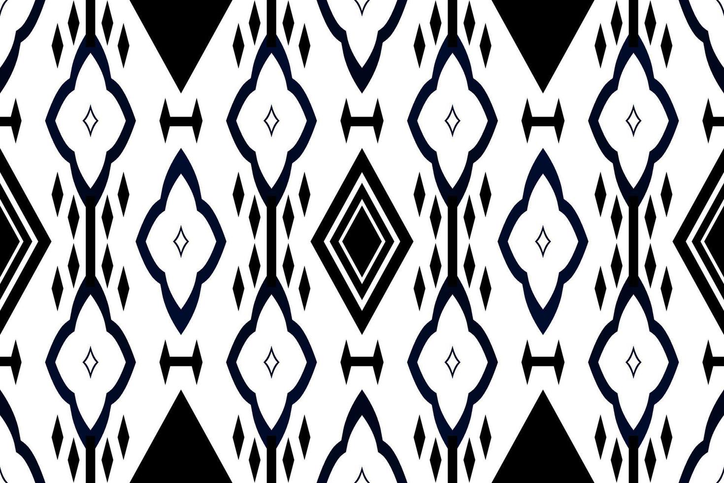 Black and white geometric ethnic seamless pattern design for wallpaper, background, fabric, curtain, carpet, clothing, and wrapping. vector