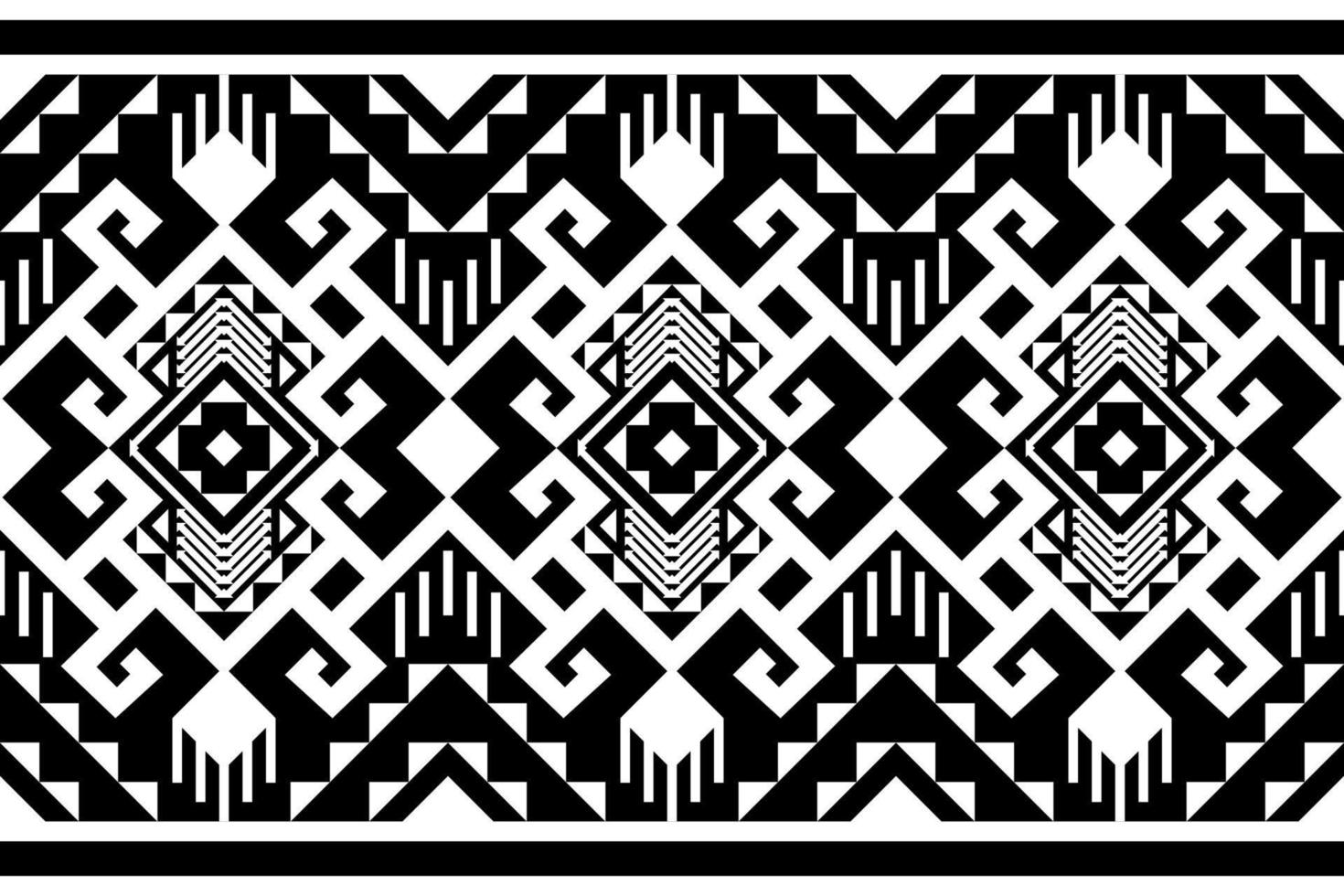 Black and white geometric ethnic seamless pattern design for wallpaper, background, fabric, curtain, carpet, clothing, and wrapping. vector