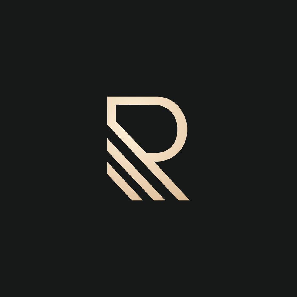 Luxury and modern R outline logo design vector