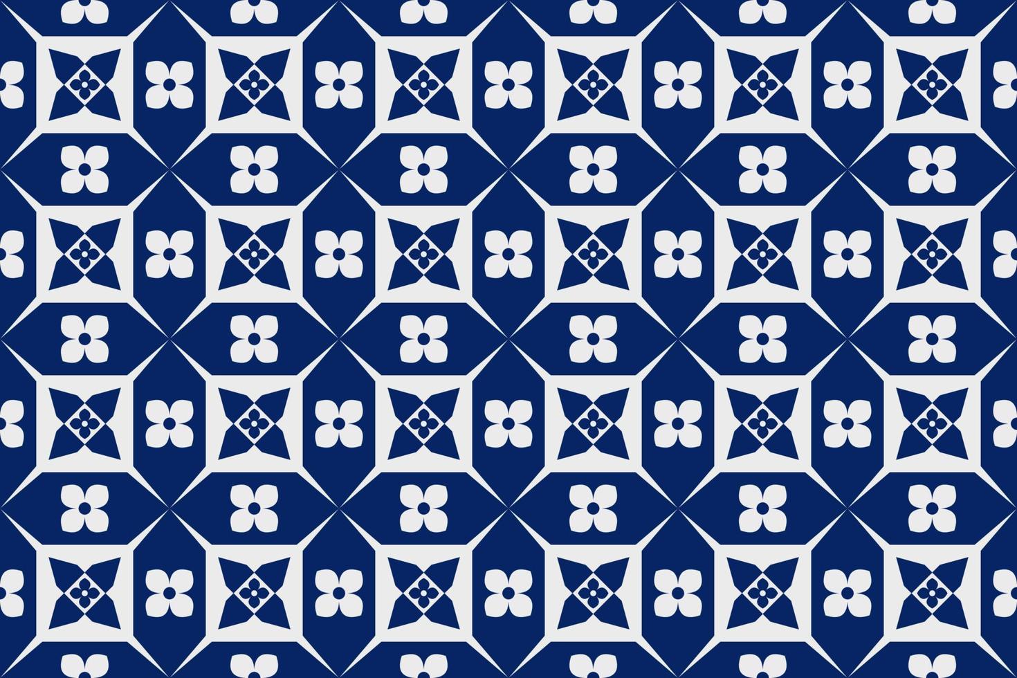 Blue and white geometric ethnic seamless pattern design for wallpaper, background, fabric, curtain, carpet, clothing, and wrapping. vector