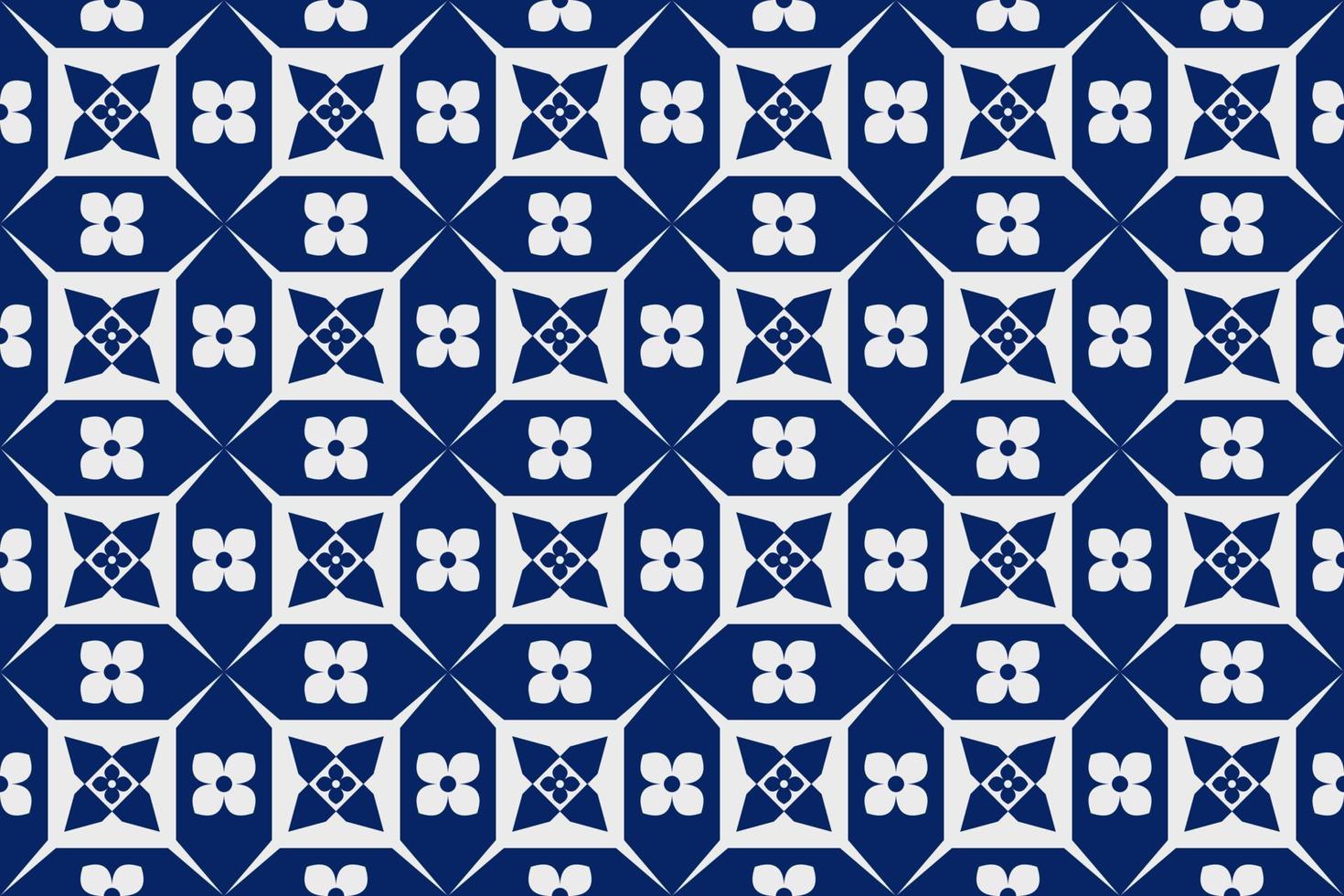 Blue and white geometric ethnic seamless pattern design for wallpaper, background, fabric, curtain, carpet, clothing, and wrapping. vector