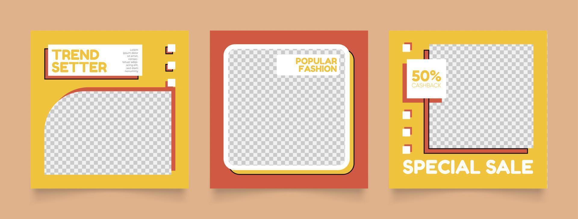 social media template banner fashion sale promotion in retro colorful color vector