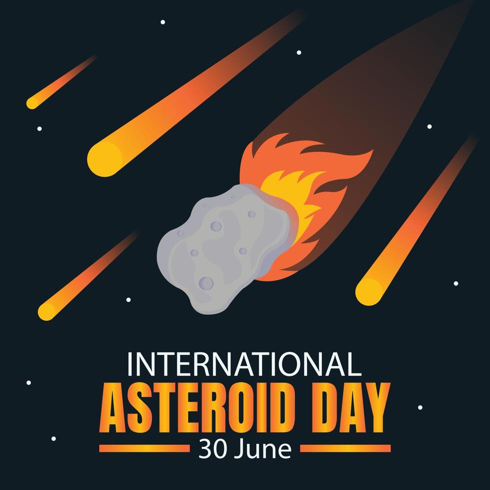 illustration vector graphic of a cluster of falling asteroids, perfect for international day, international asteroid day, celebrate, greeting card, etc.