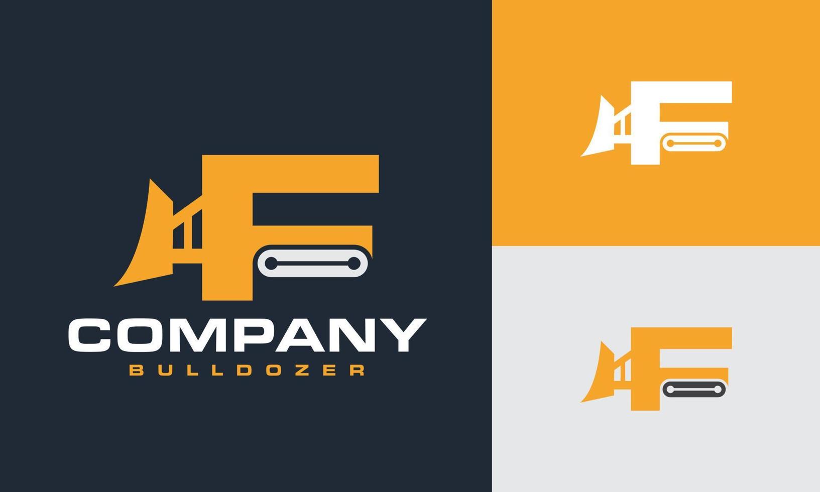 initial F bulldozer logo vector