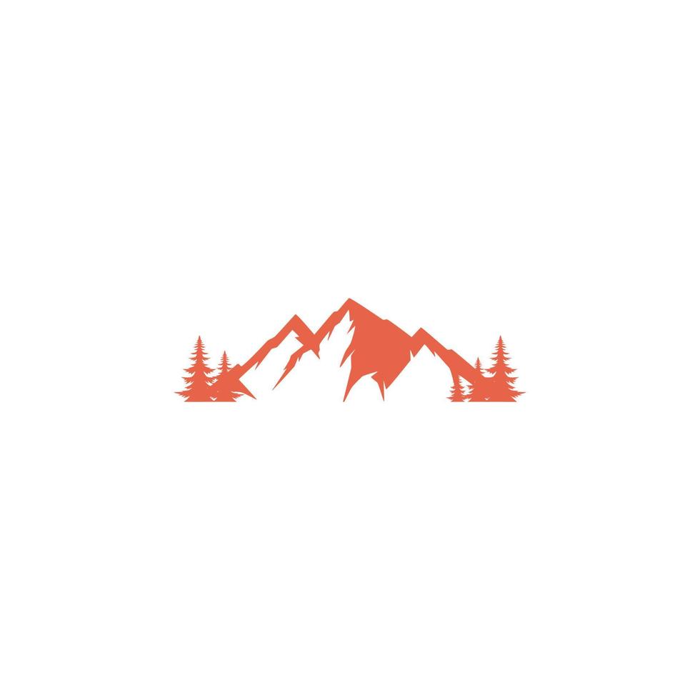 montaña logo con pino arboles alrededor eso vector