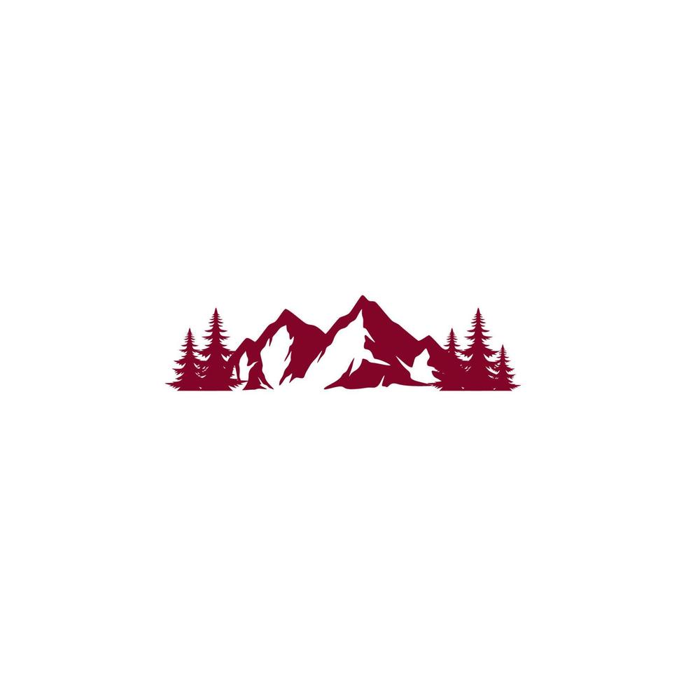 mountain logo with pine trees around it vector