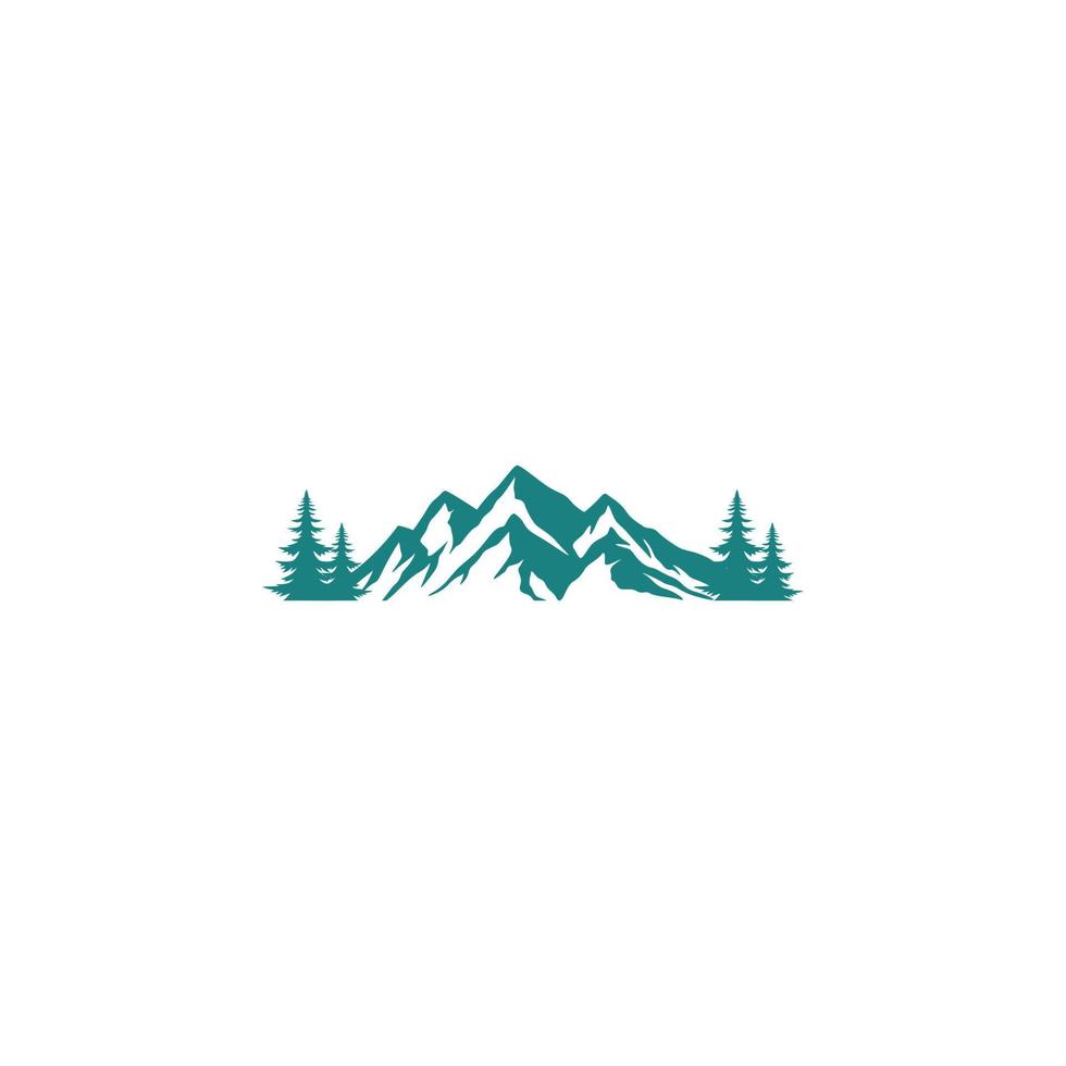 montaña logo con pino arboles alrededor eso vector